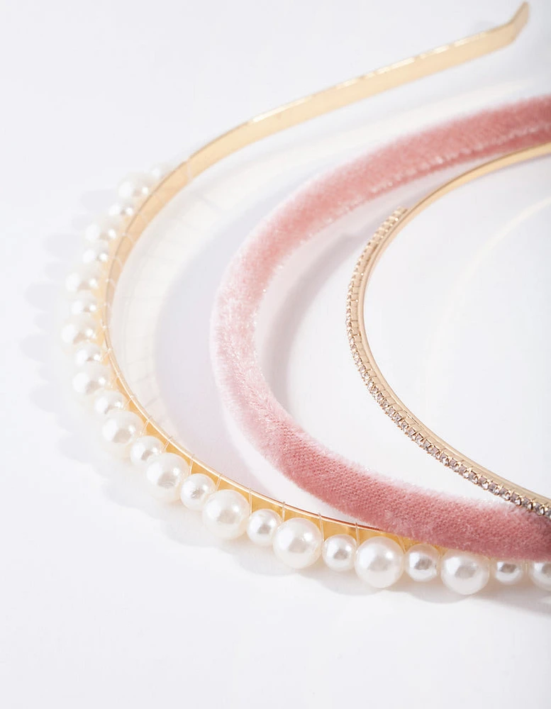 Gold Thin Popup Pearl Headband Pack