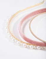 Gold Thin Popup Pearl Headband Pack