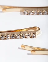 Gold Fine Diamante 6-Pack Bobby Pin