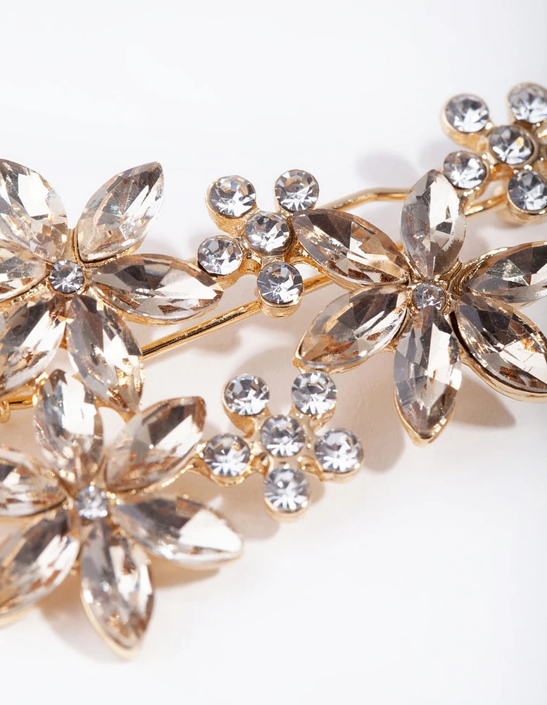 Gold Crystal Flower Clip