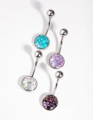 Surgical Steel  Mermaid Scale Belly Ring 4-Pack