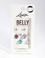 Surgical Steel  Mermaid Scale Belly Ring 4-Pack