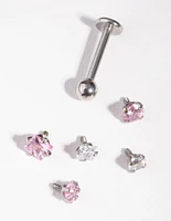 Rhodium Cubic Zirconia Star Flat Back 6-Pack