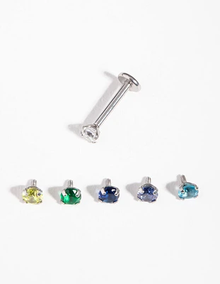 Surgical Steel Pastel Gem Flat Back 6-Pack