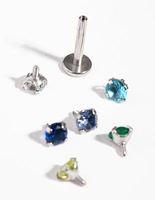 Rhodium Pastel Gem Flat Back 6-Pack