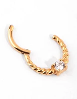 Gold Cubic Zirconia Twisted Clicker