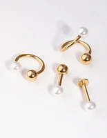 Pearl Swirl Mixed Metal Earring 4-Pack