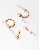 Pearl Swirl Mixed Metal Earring 4-Pack