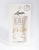 Pearl Swirl Mixed Metal Earring 4-Pack