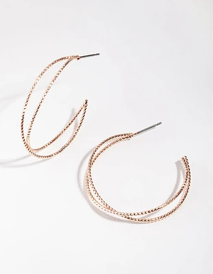 Rose Gold Crossover Hoop Earrings