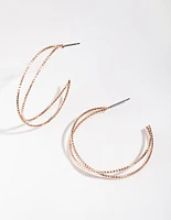 Rose Gold Crossover Hoop Earrings