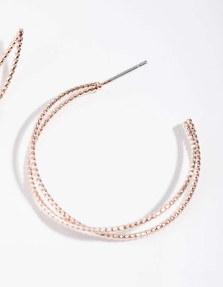 Rose Gold Crossover Hoop Earrings