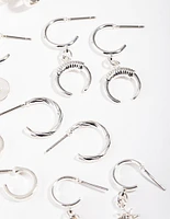 Silver Star & Moon 6-Pack Hoop Earring