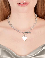 Silver Heart Charm Chain T&O Necklace