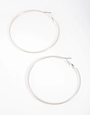 Large Silver Flat Hoop Earrings