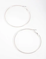 Large Silver Flat Hoop Earrings