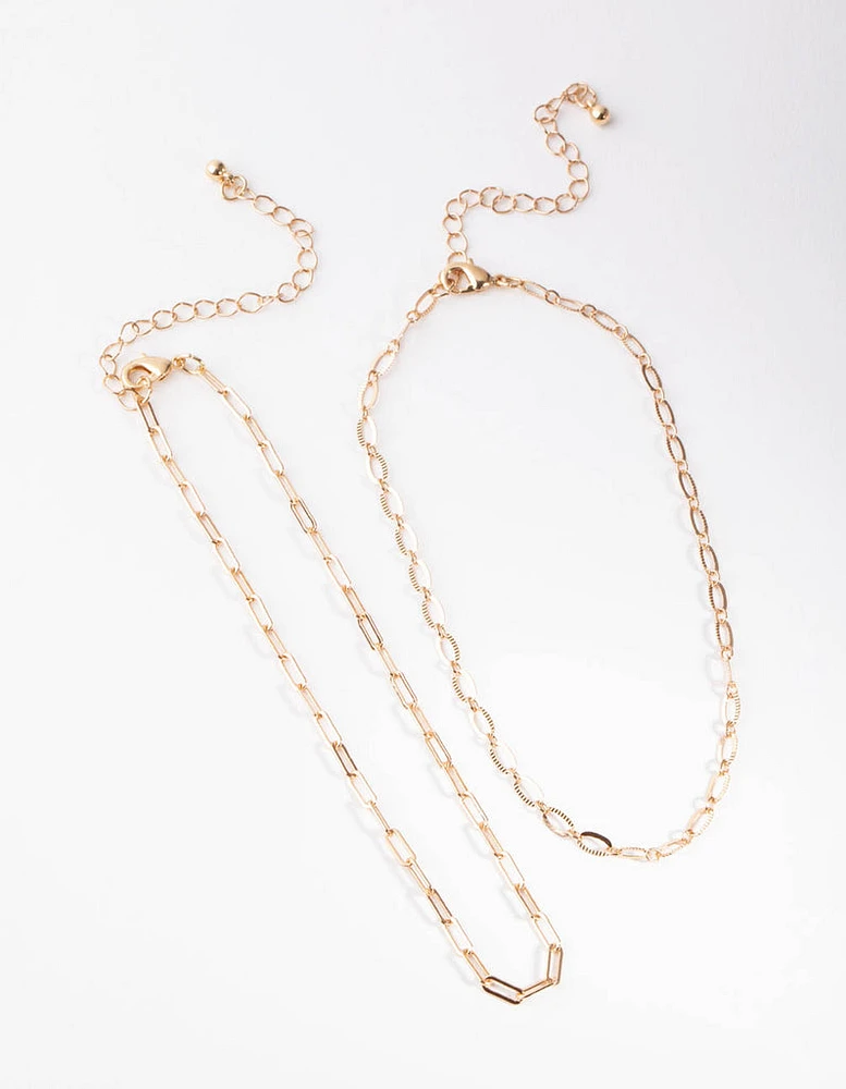 Gold Small Rectangle Chain Necklace