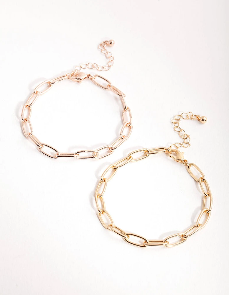 Mixed Metals Wide Chain Bracelet Pack