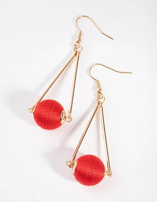 Gold Thread Wrapped Drop Earrings