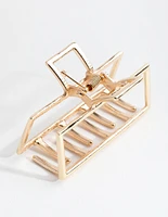 Gold Metal Rectangle Outline Claw Clip