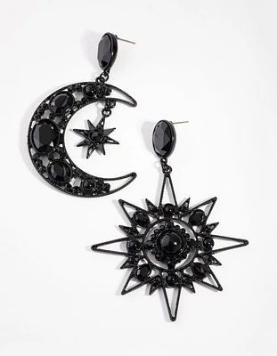 Matte Statement Star & Moon Earrings