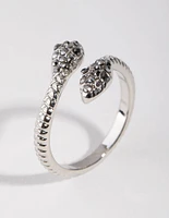 Gunmetal Crystal Snake Ring