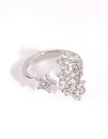 Rhodium Crystal Star Ring