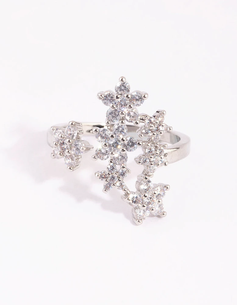 Rhodium Crystal Star Ring