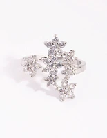 Rhodium Crystal Star Ring