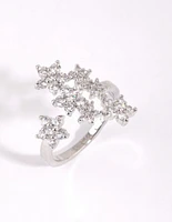 Rhodium Crystal Star Ring