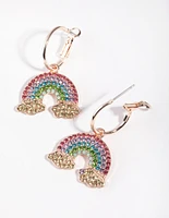 Rose Gold Statement Diamante Rainbow Hoops