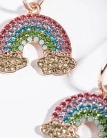 Rose Gold Statement Diamante Rainbow Hoops