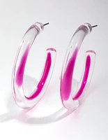 Acrylic Bright Pink Hoop Earrings