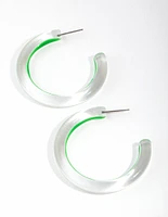 Acrylic Bright Green Hoop Earrings