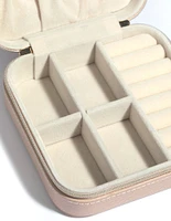 Blush Faux Leather Compact Square Jewellery Box