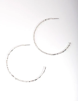 Silver Plated Bead Hoop Earrings