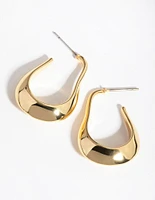 Gold Plated Rectangle Wide Hoop Earrings