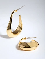 Gold Plated Rectangle Wide Hoop Earrings