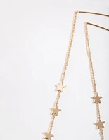 Gold Plated Three Stars Thread Through Earrings