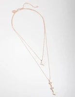 Rose Gold Plated Triple Star Drop Necklace