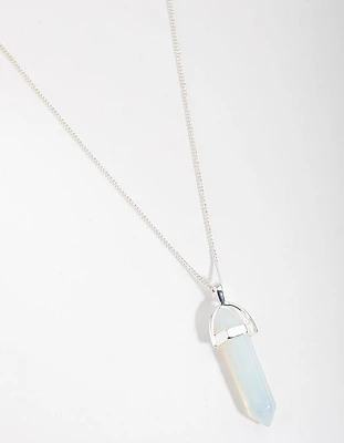 Silver Plated Moonstone Shard Necklace