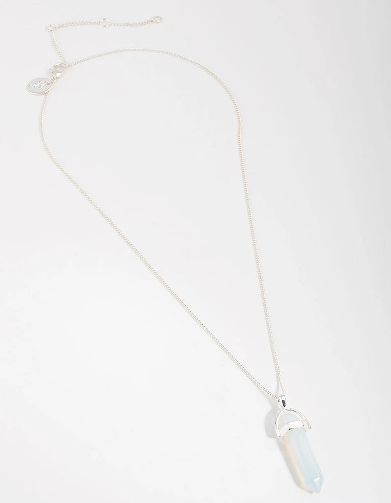 Silver Plated Moonstone Shard Necklace