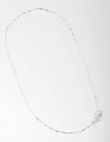 Silver Plated Thin Chain Fob Necklace