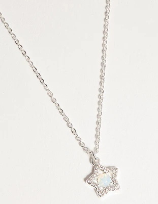 Silver Plated Diamante Star Necklace