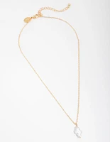 Gold Plated Freshwater Pearl Cross Necklace