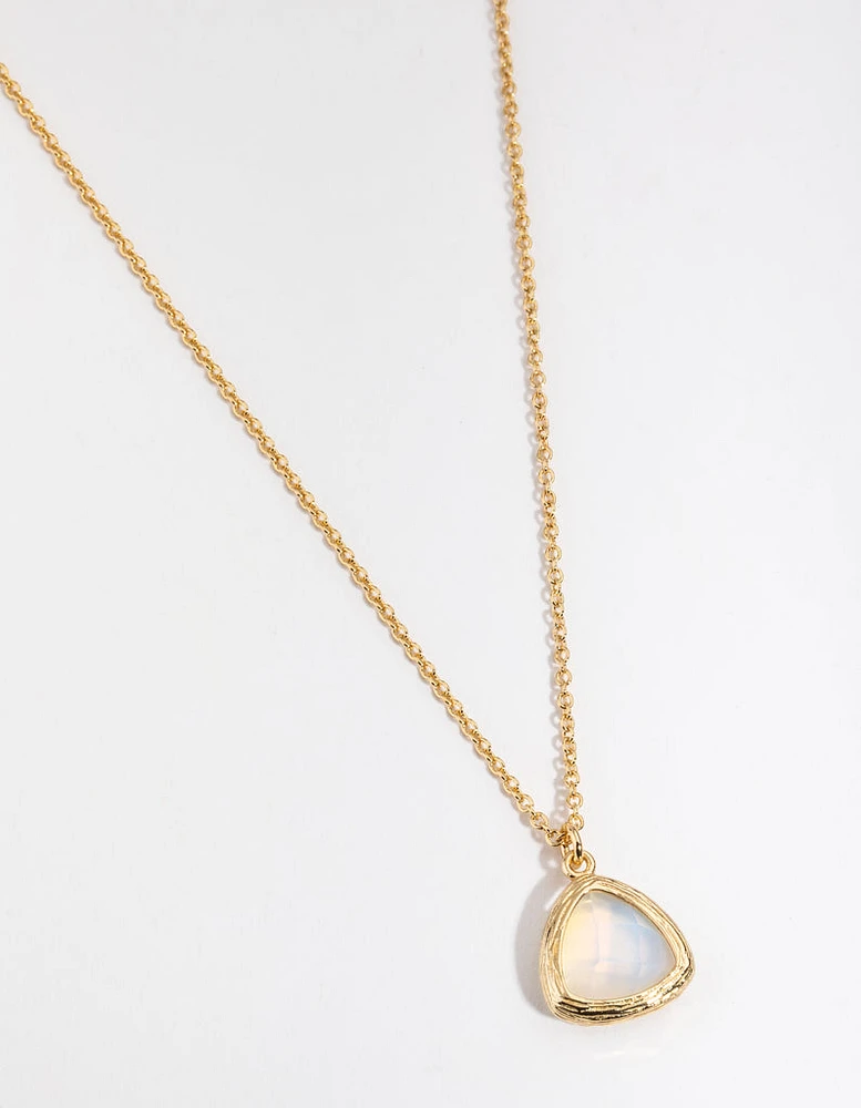 Gold Plated Round Semi Precious Pendant Necklace