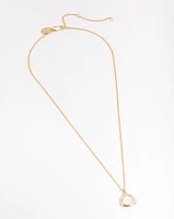 Gold Plated Round Semi Precious Pendant Necklace