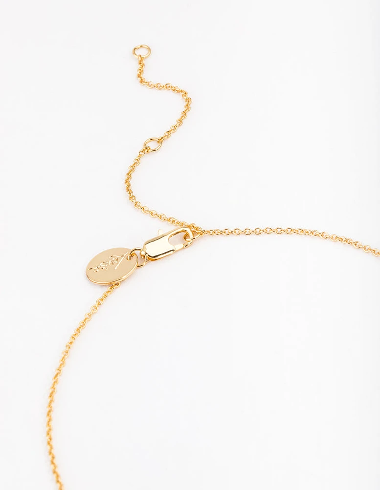 Gold Plated Round Semi Precious Pendant Necklace