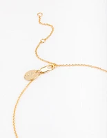 Gold Plated Round Semi Precious Pendant Necklace