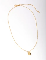 Gold Plated Diamante Rectangle Necklace